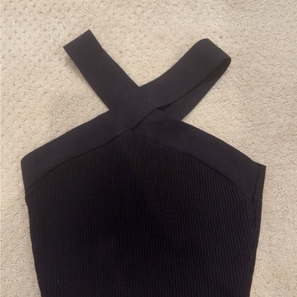 Black Ribbed Crossback Tank